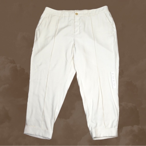 A New Day Off White High-Rise Slim Fit Effortless Pintuck Ankle Pants, Size 22 - Picture 1 of 11